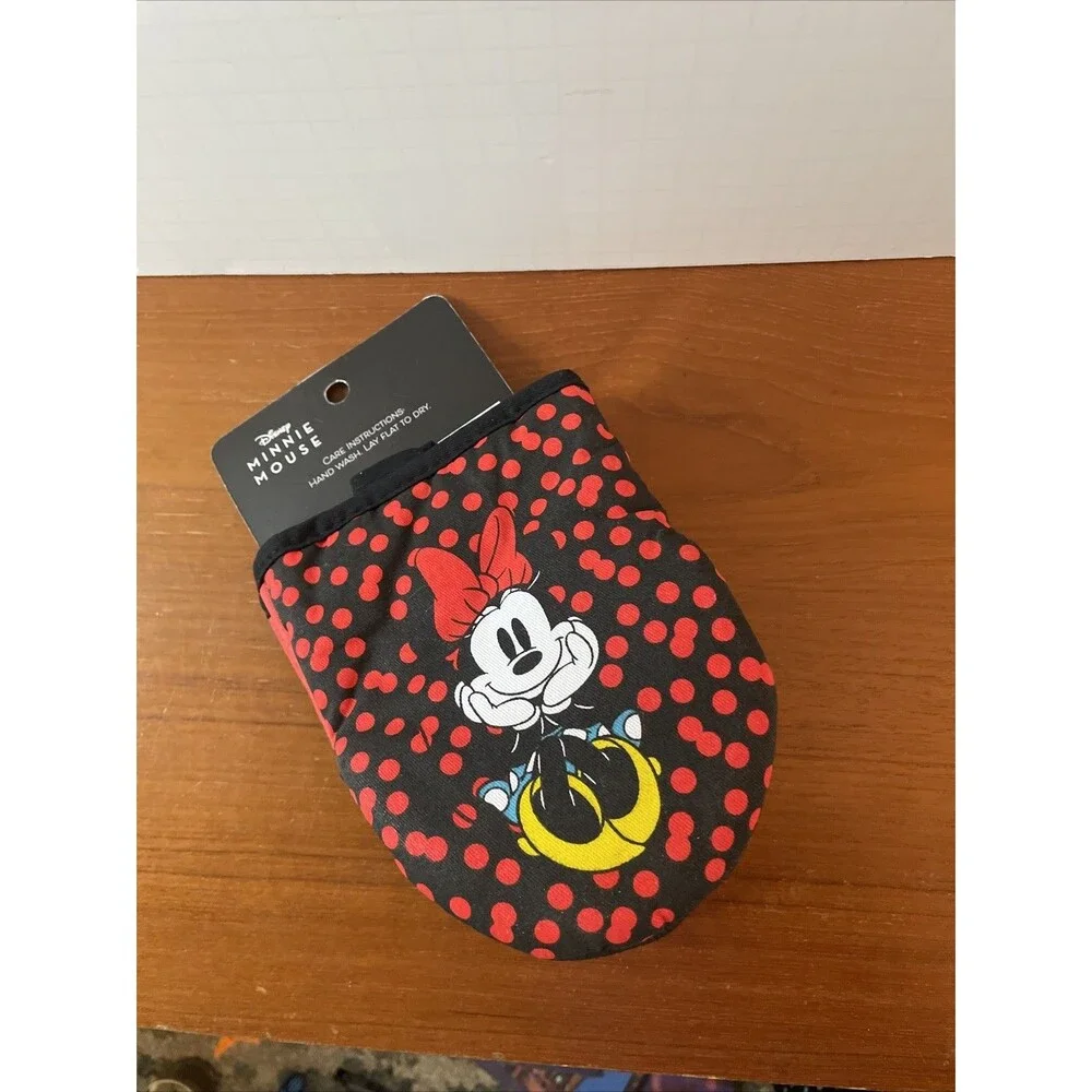 Disney MINNIE MOUSE 2-Pack Polka Dots Oven Mitts Mits Rubberized Pot Holder NEW!